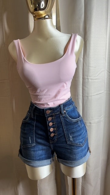 High Rise Button Shorts