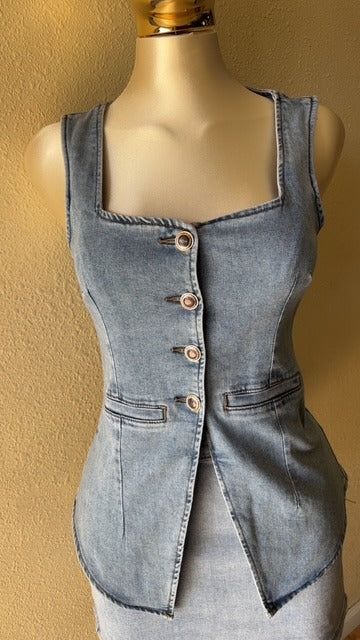 Mid Blue Vest Top