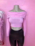 Blush Drape Sleeve Crop Top