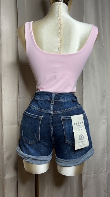 High Rise Button Shorts