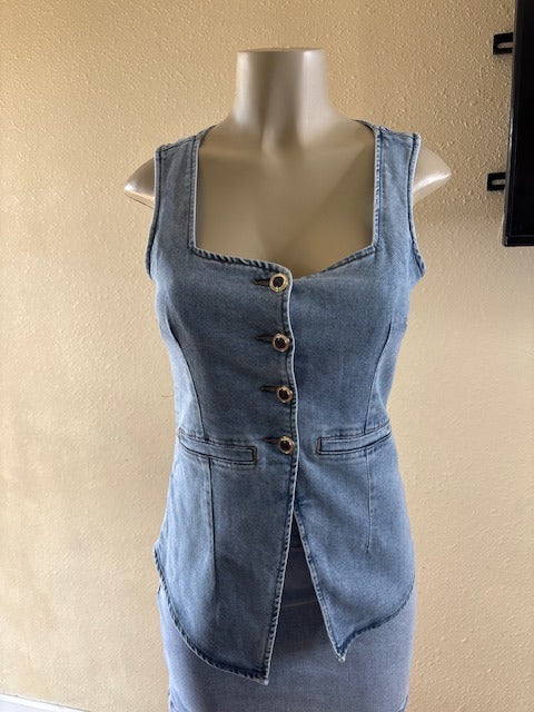 Mid Blue Vest Top